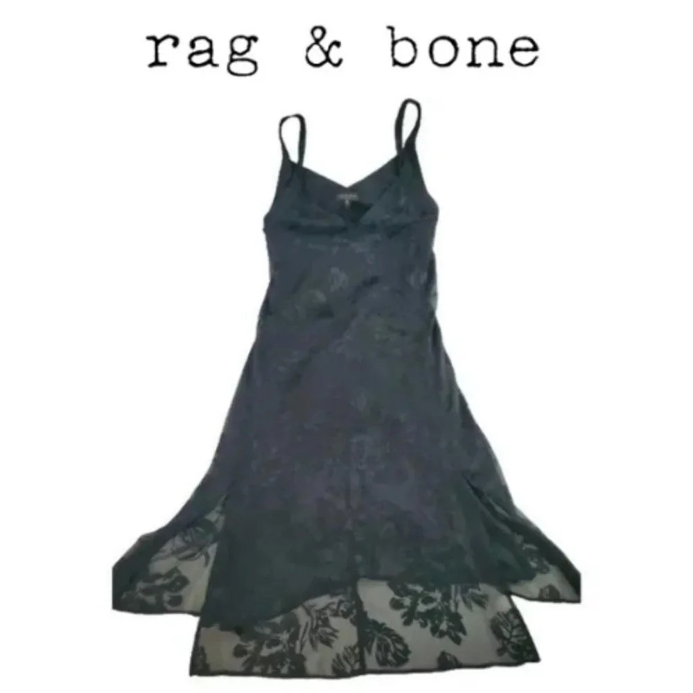 Rag & Bone Women's Black Fit & Flare Knee length Colette Slip Dress Size…